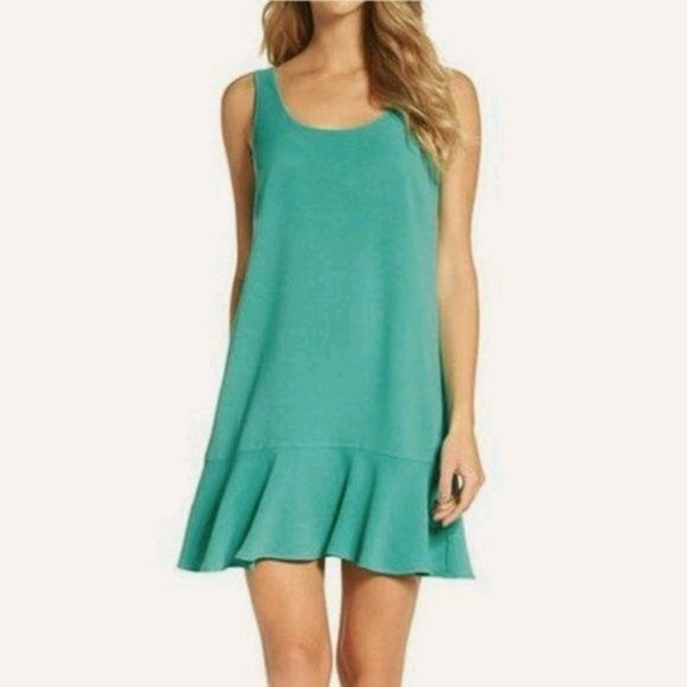 Nordstrom Ruffle Hem Shift‎ Dress Teal Medium